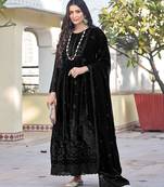 Black color georgette embroidered salwar kameez