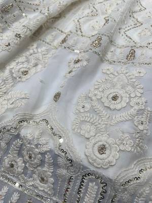 white engagment lehenga set choli with dupatta for women 4