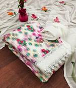 Zeepkart white georgette embroidered dressmaterials Unstitched Salwar Suit