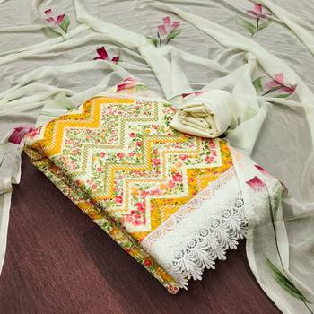 Zeepkart yellow georgette embroidered dressmaterials Unstitched Salwar Suit 1
