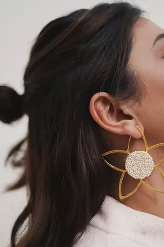 Full mogra frame hoops earrings