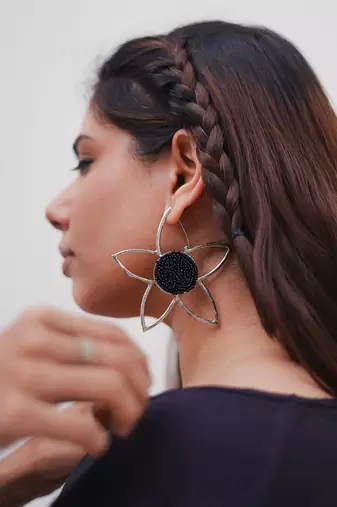 Full mogra frame hoops earrings