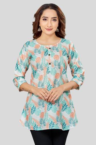 Saree swarg cotton blend printed short kurti