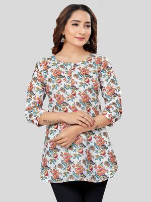  cotton blend printed short kurti 1