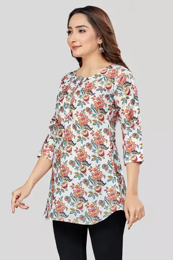  cotton blend printed short kurti