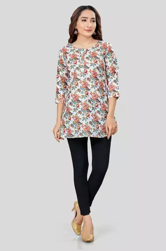  cotton blend printed short kurti