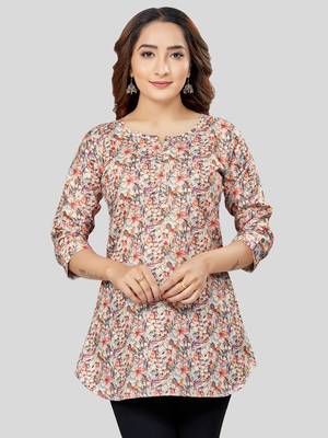 cotton blend printed short kurti 1