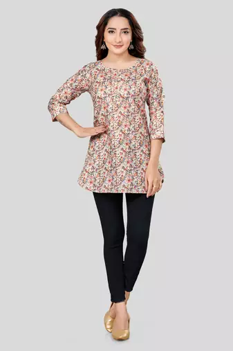  cotton blend printed short kurti