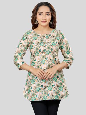  cotton blend printed short kurti 1