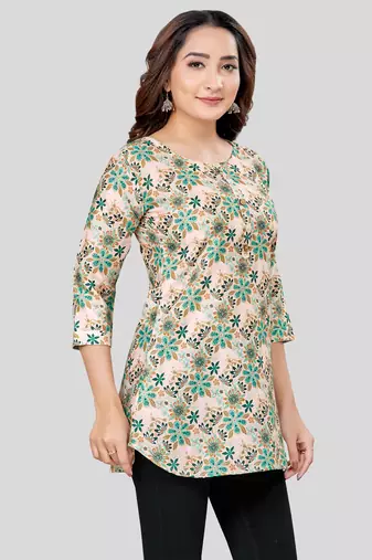  cotton blend printed short kurti