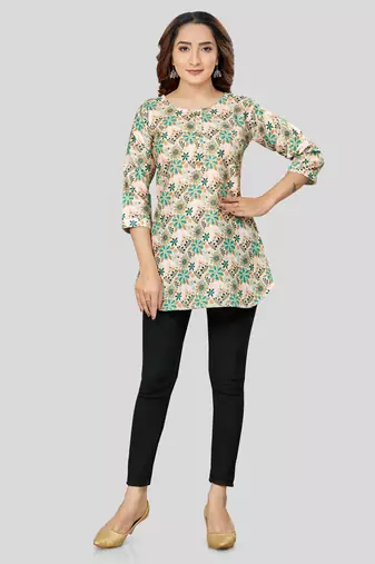  cotton blend printed short kurti