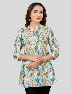  cotton blend printed short kurti 1
