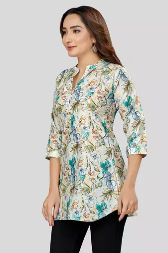  cotton blend printed short kurti