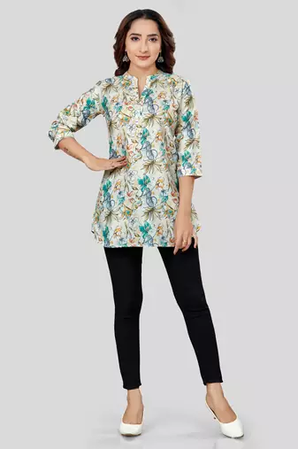  cotton blend printed short kurti