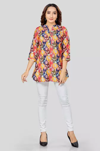  cotton blend printed short kurti