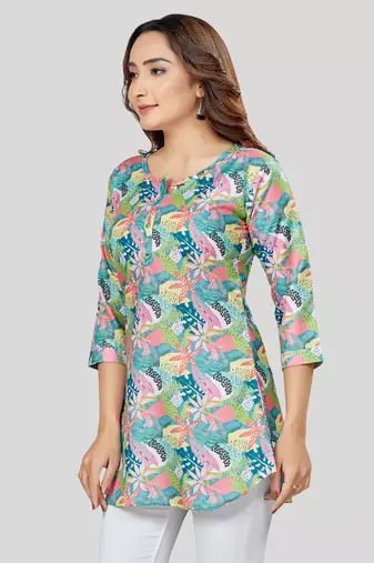  cotton blend printed short kurti
