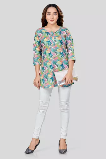  cotton blend printed short kurti