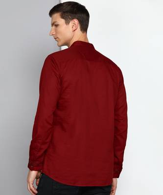 men's maroon cotton twill angrakha festive kurta 3