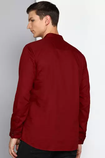 men's maroon cotton twill angrakha festive kurta