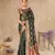 Bottle Green Organza Faux Kanjeevaram Woven Saree With Unstitched Blouse Piece
