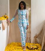 Multicolour printed retro revival co-ord set