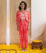 Red printed rhapsody tiles co-ord set