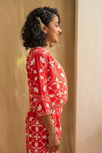 Red printed rhapsody tiles co-ord set
