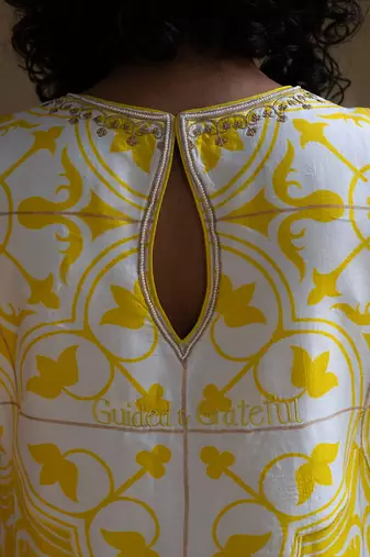 Yellow printed citrine kurta set