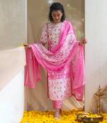 Pink printed blossom & blush kurta set