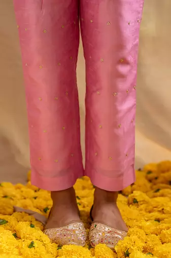 Pink printed blossom & blush kurta set