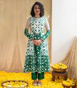 Green printed vista tile kurta set