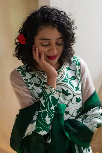 Green printed vista tile kurta set