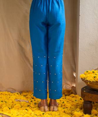 Blue printed lagoon luster kurta set 5