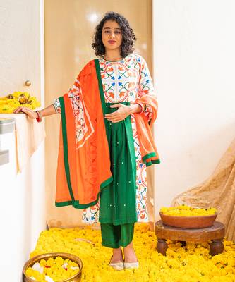Multicolour printed zesty zellige kurta set 1