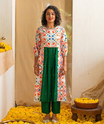 Multicolour printed zesty zellige kurta set 2