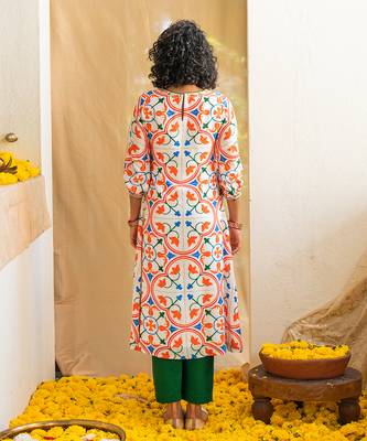 Multicolour printed zesty zellige kurta set 3