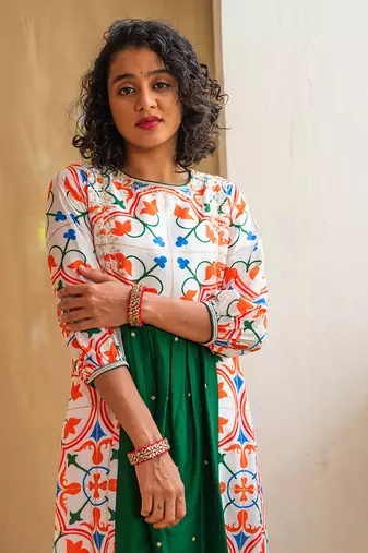 Multicolour printed zesty zellige kurta set
