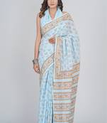 Shivanya handicrafts hand block printed women mulmul cotton sarees for women attach blouse piece sh-1679