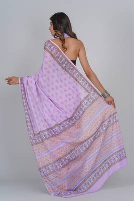 Shivanya handicrafts hand block printed women mulmul cotton sarees for women attach blouse piece sh-1680 2