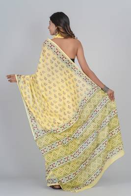 Shivanya handicrafts hand block printed women mulmul cotton sarees for women attach blouse piece sh-1681 2
