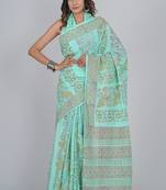Shivanya handicrafts hand block printed women mulmul cotton sarees for women attach blouse piece sh-1682