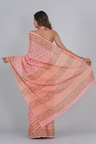 Shivanya handicrafts hand block printed women mulmul cotton sarees for women attach blouse piece sh-1683