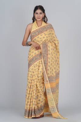 Shivanya handicrafts hand block printed women mulmul cotton sarees for women attach blouse piece sh-1684 1