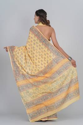 Shivanya handicrafts hand block printed women mulmul cotton sarees for women attach blouse piece sh-1684 2