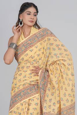 Shivanya handicrafts hand block printed women mulmul cotton sarees for women attach blouse piece sh-1684 3