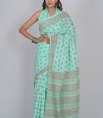 Shivanya handicrafts hand block printed women mulmul cotton sarees for women attach blouse piece sh-1686
