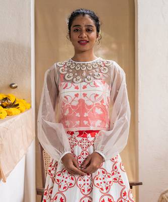 Red Printed Overture Lehenga Set 2