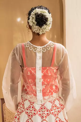 Red Printed Overture Lehenga Set