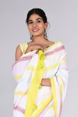 Shivanya handicrafts hand block printed women mulmul cotton sarees for women attach blouse piece sh-1607 3