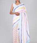 Shivanya handicrafts hand block printed women mulmul cotton sarees for women attach blouse piece sh-1608